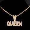 Män kvinnor hiphop bling king drottning brev hänge halsband 13mm miami kubanska länk kedja halsband is ut charm mode smycken 240411