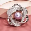 Brooches Fashion Vintage Rhinestone Flower Scarf Buckle Pearl Crystal Scarves Fixed Corner Hem Waist Knotted Accessories