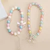 New Sweet Kawaii Bear Mobile Phone Chain Hand Beaded Acrylic Lanyard High-End Anti-Fall Wrist Chain Jewelry Accessories