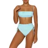 Kvinnors badkläder Summer Halter Bikini 2024 Fashion Split Swimsuit Solid Color Lace-Up Polka Dot Tube Top