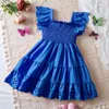 Robes de fille 2024 Robe d'été de bébé Nouvelles filles Vêtements Ruffles Princesse Robes Hollow Out Bohemia Smocked Fashion Birthday Farty Farty Girl Robe