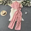 Tweedelige broek voor dames glcmyaya streetwear mode spaghetti riem losse jumpsuit shirt jas 2 set zoete zomer sexy club ins