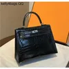 Designer Handbag Crocodile Leather 7A Quality äkta handswen -väskor sydd 25 cm Real Womenu5ad