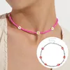 Chains Colorful Bead Collar Choke Necklace For Women And Girls Adjustable Flower Jewelry Gift Accessories