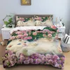 3D Cat Print Duvet Cover Floral Bedding Set Twin Full For Kids Girls Boys Room Decor Luxury Microfiber Funny Animal Quilt Cover