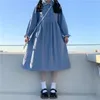 Abiti da festa in stile giapponese vestito blu dolce donna manica estiva lungo colletto bambola kawaii lolita mori ragazza carino primavera autunno