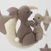 handmade Felt Baby Mobile rabbits on moon clouds stars mobile 240411