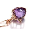 Collier pendentif à coeur amethyste - Élégant Symbe d'amour de ton or de la Saint-Valentin pour elle