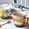Tasses Saucers 400 ml de style chinois créatif rétro en céramique à la main et tasse de thé à la maison en porcelaine tasse de petit-déjeuner à café en porcelaine