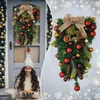 Decorative Flowers Christmas Teardrop Wreath With Bowknot Balls Swag Reusable Garland For Malls Walls Fireplaces Doors And Bars