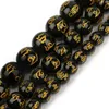 8/10mm Six Word Mantra Prayer Feng Shui Beads Black Obsidian Agate Round Buddha Beads for DIY Bracelets Jewelry Making Accsories