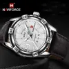 腕時計Naviforce Mens Luxury Brand Military Sports Luminous Day and Date Display Leather Waterproof Mens Quartz Watch