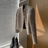 Frauenanzüge 2024 Tweed Korea Hochqualität Kurzjacke Frau koreanische Kleidung Ein-Brüst-Lady Blazer All-Match Casual Coat Tops