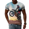 3D tryckt motocross cykelmönster Summer Men's T Shirt Casual tryckt kort ärm T -skjorta Cool Cykelmönster T Shirt Top6xl