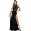 Casual Dresses VOLALO Women Summer Club Sexy Lace Silk Elegant Halter Fashion Party Night Maxi Dress