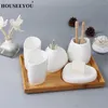 Distributore di sapone liquido bianco Accessori per bagno in ceramica Ceramica Set bottiglia Porta del piatto di bicchiere da denti.