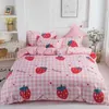 Bedding Sets Solid Color Fruit Strawberry Printed Bed Cover Set Duvet Adult Child Sheet Pillowcase Comforter