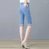 Pantalon féminin Été 2024 Femme femme capri coréen mode haute taille jeans skinny femme crayon jean maman pantalon court