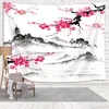 Japanese de tapeçaria de aquarela japonesa pendurar, monte Fuji com flores de cerejeira Sakura Wall Tapestry Art Wall Blanket