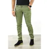 Men's Pants Fashion Jeans 2024 Spring Green Wine Red Solid Color Slim Fit Casual Business Adult Clothing Trousers