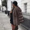 QNPQYX Mink Coats 여성 겨울 최고 패션 핑크 가짜 모피 코트 우아한 두꺼운 따뜻한 외부웨어 가짜 재킷 Chaquetas Mujer