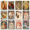 Vintage Alphonse Mucha Artwork Posters Wall Art Canvas schilderen Retro -posters en printwandfoto voor woonkamer decoratie