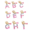 Keychains Pink Pild Keychain 26 Lettre anglaise A à Z Crystal Accessoires Accessoires Europe American Jewelry Fashion Sac Gift