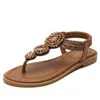 Sandálias de verão quente sandálias Bohemian Roman Flat Bottom Sapatos de praia Sandles Saltos Flip Flop 240228