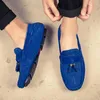 Casual Shoes Crocodile Style Leather Men Tassel Slip On Loafers Man Moccasins Soft Breattable Suede Men's Driving Footwear