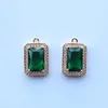 Colliers pendants 6pcs KC Gold plaqué Fasée transparente Green Quality Glass Rectangle Cz Charmes DIY Femmes Géométriques Maison d'oreilles Géométriques