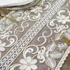 Table cloth Chocolate Golden Velvet Embroidered Luxury Table Dining Table Cover TableCloth Flower Lace Tv Cabinet Dust Cover