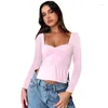 Women's T Shirts Short Sleeve Backless T-shirt Ins Solid Color Square Collar Long Pleated Side Slit Top Woman
