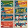 Artisian Australia Nya Zeeland Ctiy Metal Sign Travel Tin Plack Landmark Dekorativ registreringsplatta Bilplatta Väggdekor Garage