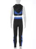 Girls Hip Hop Jazz Street Dance Stage Performance Clothes Set Camisole with Mesh Hooded Crop Vest Leggings for Sports Fitness