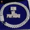 2024 Combinação personalizada de kit de hip hop 18mm 20 polegadas Icepto fora Chain Chain Heart Buckle Drop Shape de 3x3 polegadas pingente de moissanita de hip hop