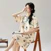 Damska odzież sutowa 2024 Summer chiński w stylu Chiński Bawełniany drukar