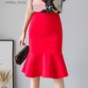 Sexig kjol överdimensionerad mode kvinnor kjol 2022 y hög midje kjolar ruffle bodycon koreansk stil kontor lady midi blyerts kjol jupe femme l410