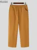 Zanzea Casual Solid Color Trouser Dames Potlood Long Pant Zomer Elastische taille Pantalones Fashion Pocket Stitching broek 240411