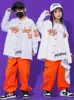 Ballroom Hip Hop Dance Clothes Kids Street Dance Shirt Sliose Orange Cargo Pants for Girls Boys Hip Hop Costume Kpop Suit Bl9989