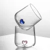 Creative Water Cup med rosa söt hjärta härlig gåva för älskare frukostmjölk latte kaffekopp transparent dricksglas
