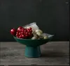 Plates Round High-leg Ceramic Plate Refreshment Tray Snack Fruit Salad Bowl Dinner Cake Pan Stand Dishes