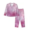 Accueil Vêtements Pyjamas Femmes Starry Sleep Sleep Sleepwear Stars Galaxy Two Piece Aesthetic Pyjama sets à manches longues belles combinaisons surdimensionnées