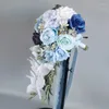 Decoratieve bloemen Bridals Bouquets for Wedding Artificial Roses Flower Fashion Water Drop Bruid Mariages
