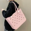 Boggs Beach Bag Summer EVA Women Beach Basket Tote Bag Fashion Solid Holes Waterproof Handbag Pouch Shopping Shoulder Bag