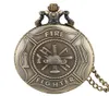 Bronze Classic Bombeiro Fireman Hero Hero do quartzo Analog Chain de colar de bolso para homens Presente Relloj de Bolsillo1338385