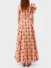 Casual Dresses Oblique Shoulder Sexy Elegant Long Dress Summer Fashion Bowknot Pink Printed High Waist Slim Vacation Women's