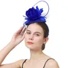 Pena amarela Sinamay Millinery Hair Accessories Women Véil Fascinator Hat derby Evento Casamento Cabineiro Capacete da Igreja