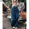 Женские джинсы Американская ретро-ретро-высокие талию, джинсовые брюки, женщины, летние шикарные шикарные шикарные ноги с твердым цветом, уличный.