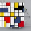 Rideaux de douche Mondrian jaune géométrique imperméable rideau en polyester coloré de salle de bain de salle de bain à la maison avec ensembles