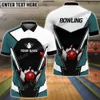 Boule d'eau de bowling bleu et blanc et broches Nom personnalisés 3D Polo Men pour hommes Summer Unisexe Street Casual Shirt Pol98